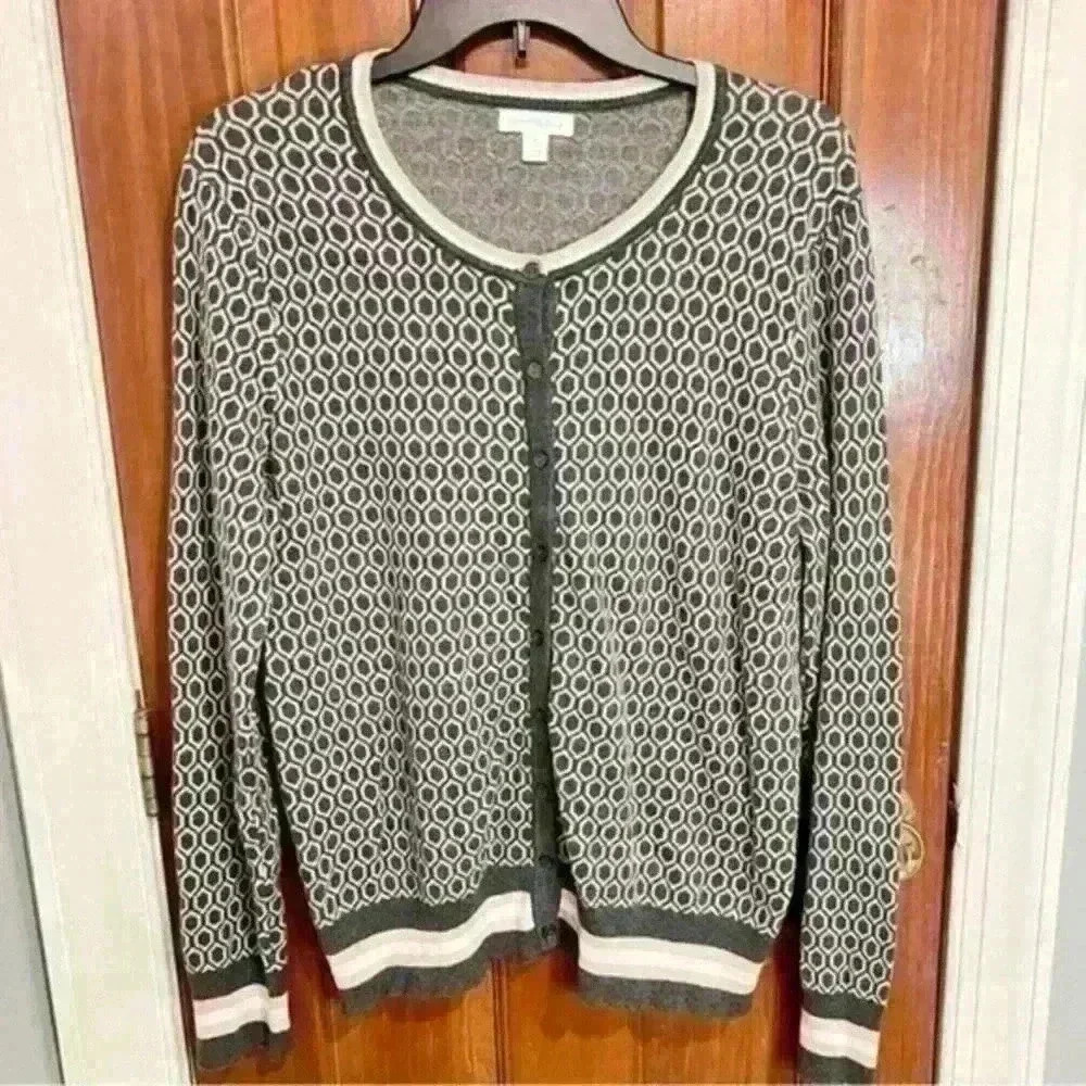 Charter Club Grey and White Cardigan